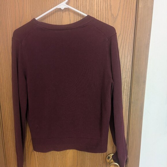 Banana Republic Button Down Knit Cardigan Burgundy Stitched Sleeve Detailing-M - Picture 4 of 4